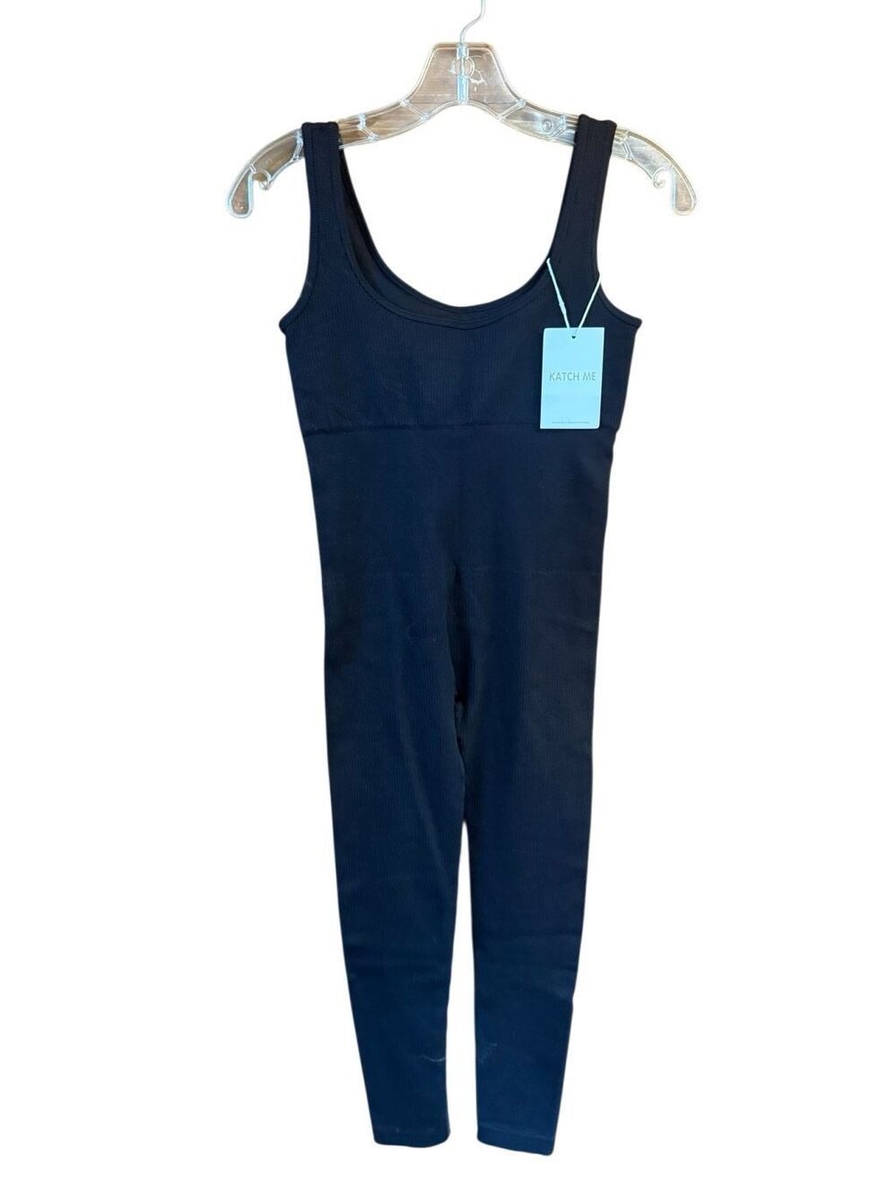 Katch Me black ribbed scoop-neck activewear jumpsuit Sz M (6) NWT